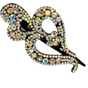 Black Hearts Glitter Rhinestone Decorative Hair Clip Accessories NEW